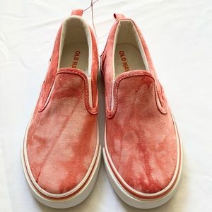 Coral Tie-Dye Canvas Slip-Ons